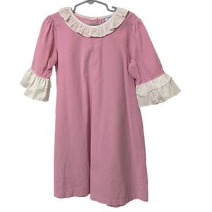 Three Sisters Girls Dress Size 7 Pink Tiered Bell Sleeve Ruffle Collar Spring